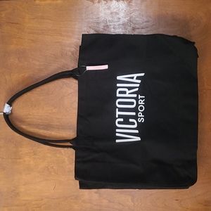 VICTORIA SECRET SPORT TOTE BLACK NWT 15" x 19" FABRIC VERY NICE